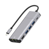 79591 6 in 1 8 Pin to RJ45 + HDMI + 8 Pin Charging + 3 USB 2.0 Ports Multifunctional HUB Converter Docking Station, 79591